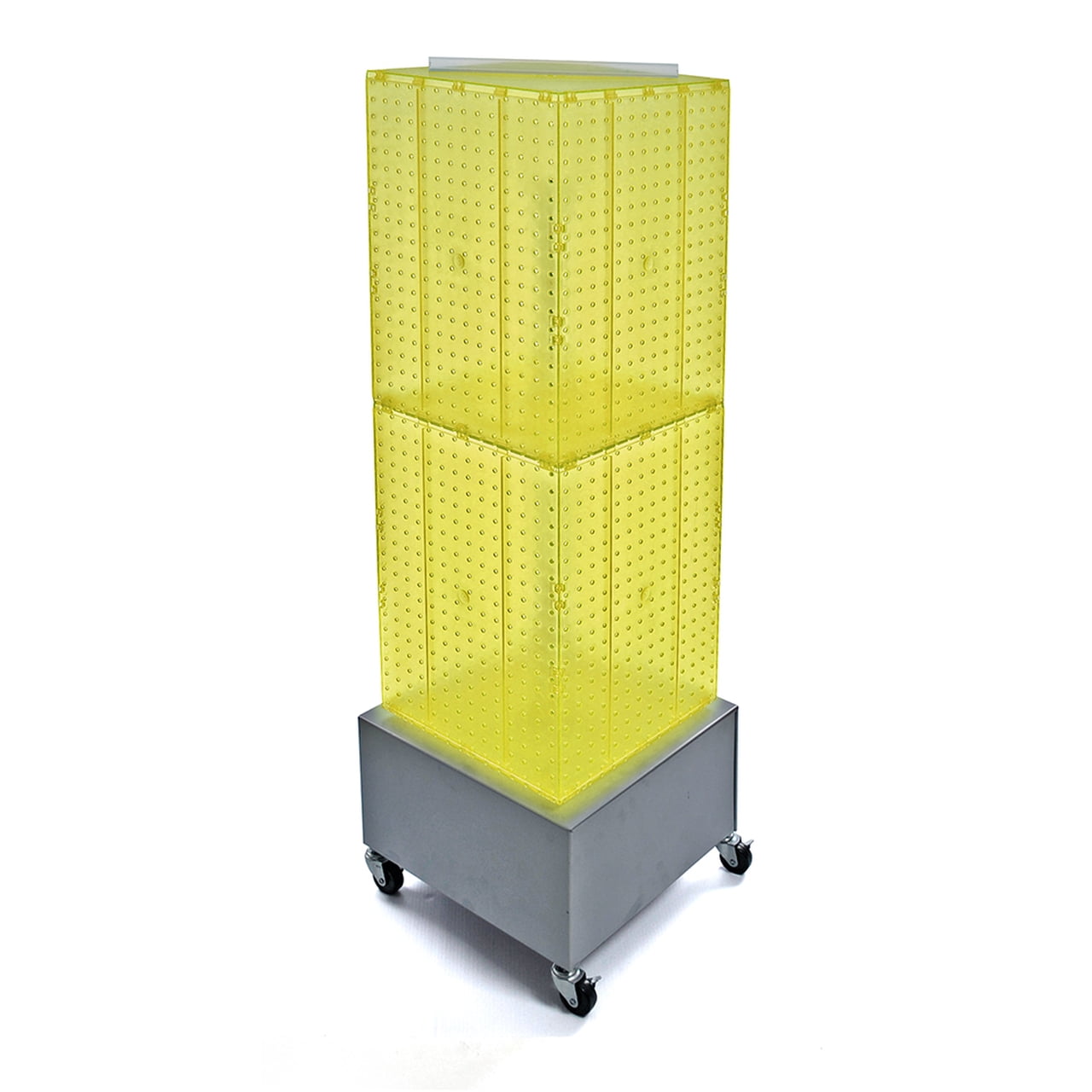 Azar Displays 701415YEL Yellow FourSided Pegboard Tower Floor Display