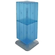 Azar Displays 701435-BLU Blue Four-Sided Pegboard Tower Floor Display on Revolving Base. Spinner Rack Stand. Panel Size: 14"W x 40"H