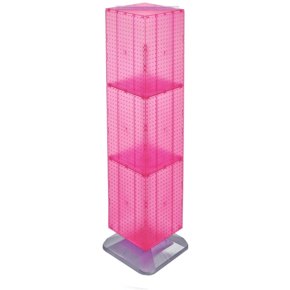 Four-Sided Pegboard Tower Floor Display on Revolving Base. Spinner Rack Stand. Panel Size: 14"W x 60"H