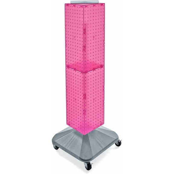 Azar Displays 703388-PNK Standard Four-Sided Interlocking Pegboard Tower, Pink Translucent