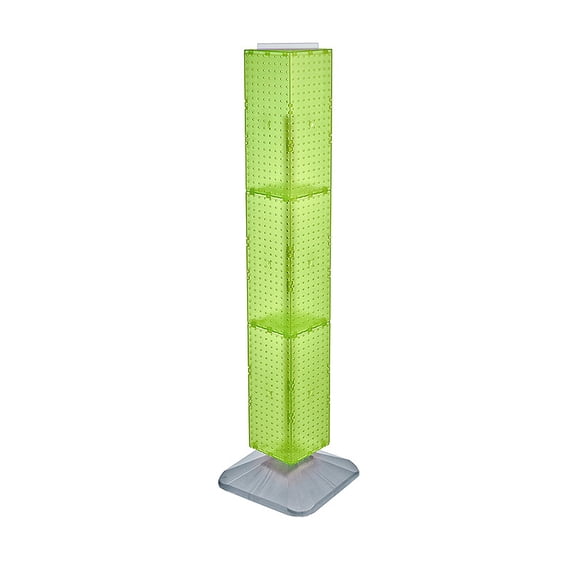 Four-Sided Pegboard Floor Display on Revolving Base. Spinner Rack Tower. Panel Size: 8"W x 60"H