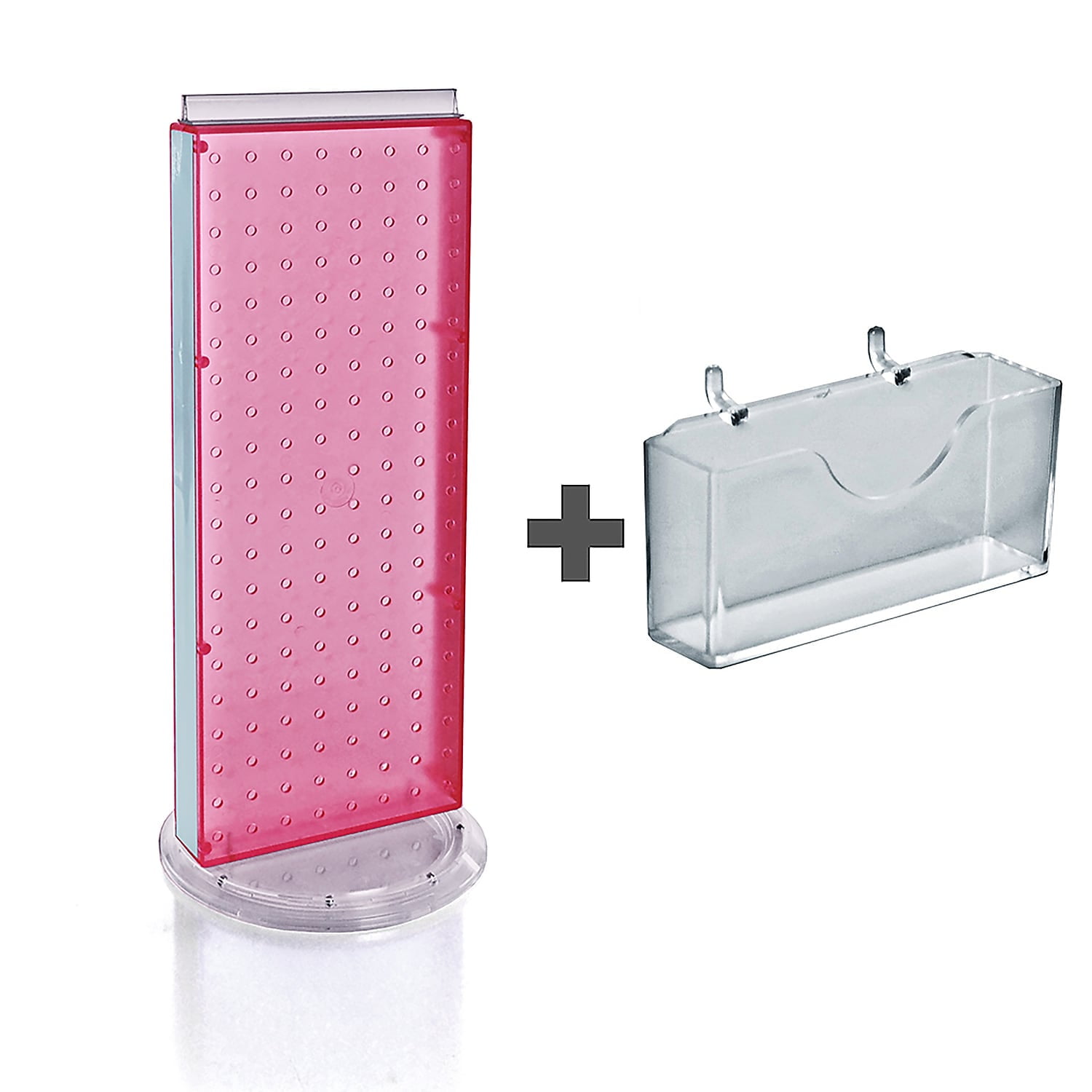 Pink High-Density Polyethylene Revolving Pegboard Counter Display with Hooks