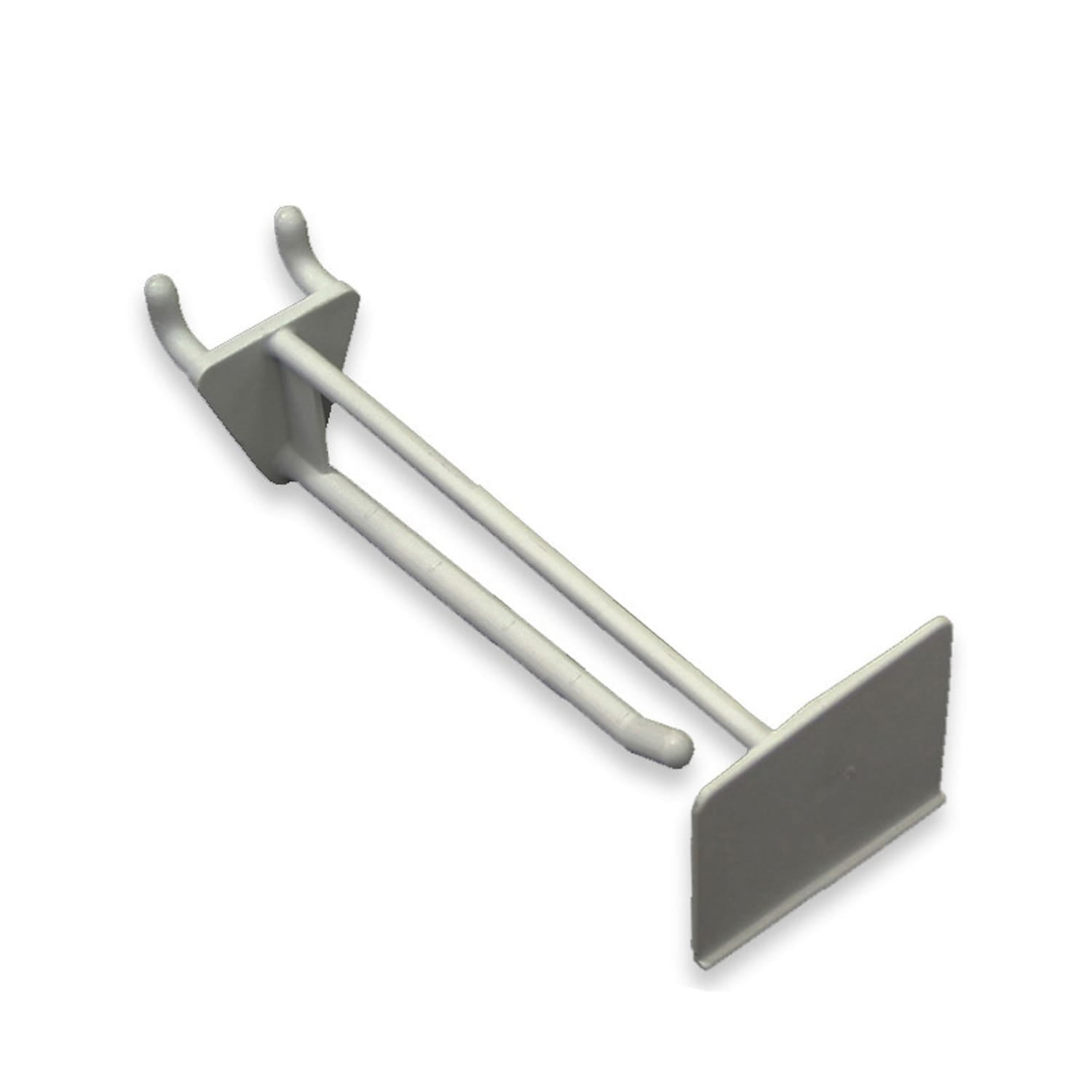 White 6-Inch Plastic and Metal Pegboard Scan Hook