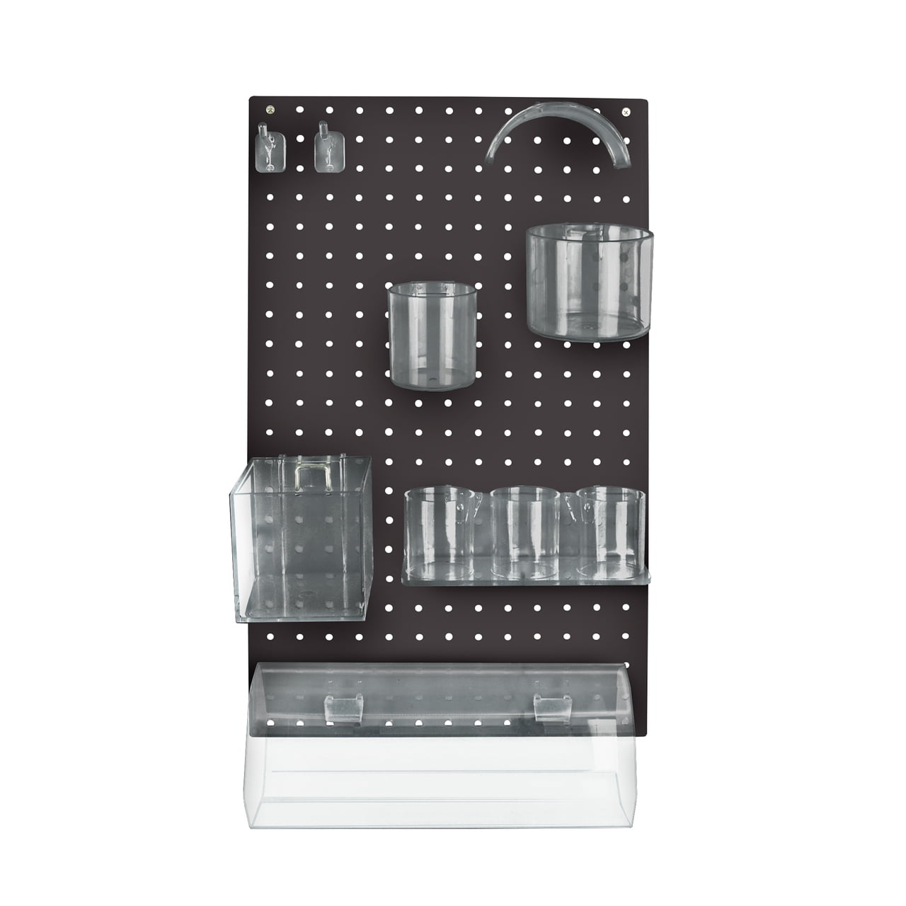 Black High-Impact Styrene Pegboard Wall Organizer Kit with Accessories