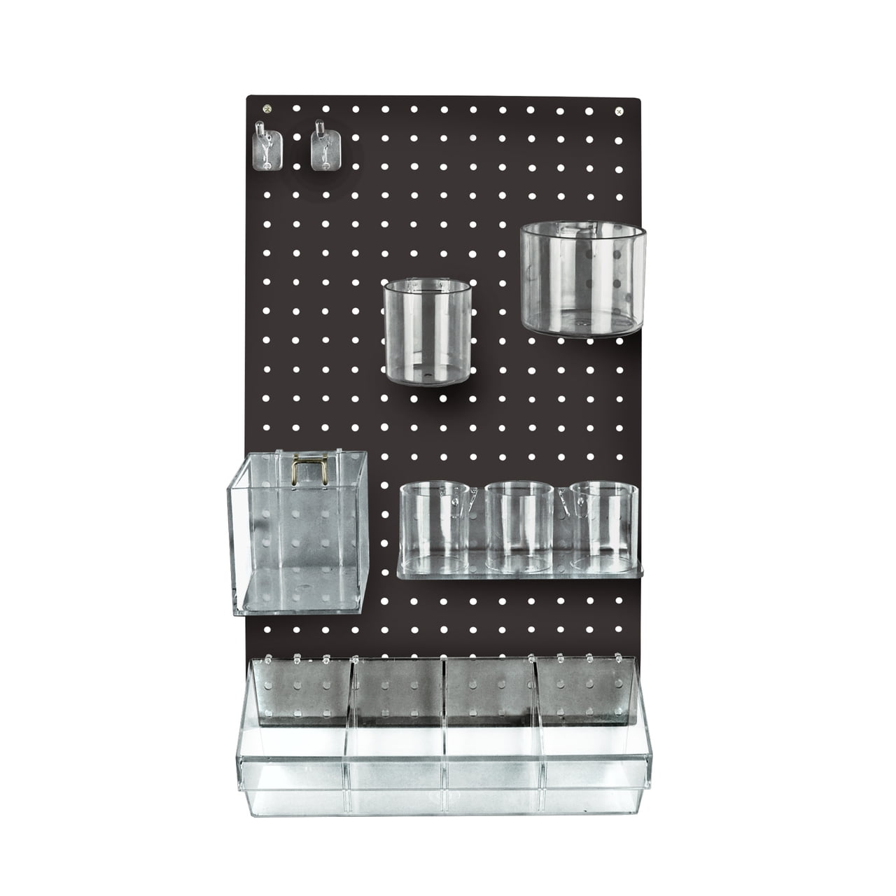 Black High-Impact Styrene Pegboard Wall Organizer Kit with Accessories