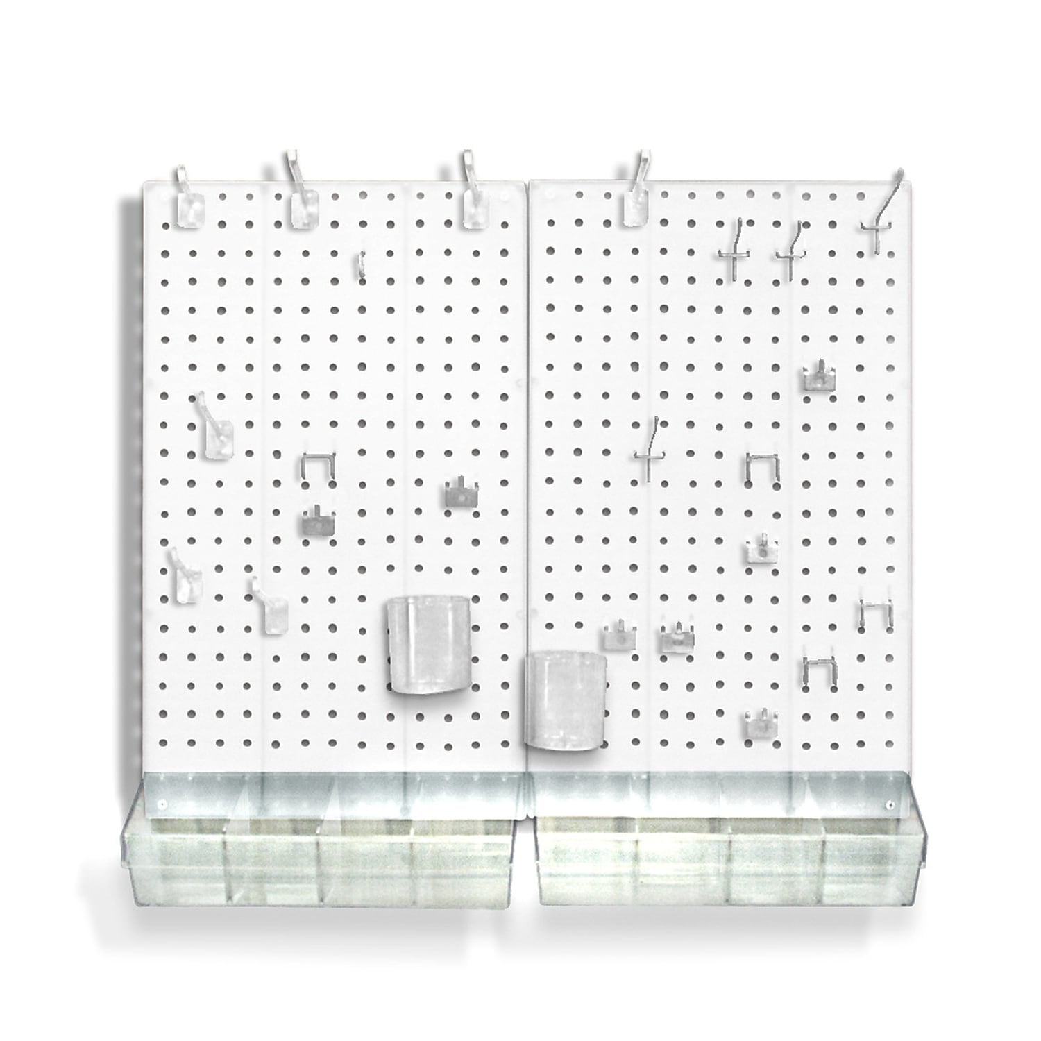 White Acrylic Pegboard Organizer Kit with Assorted Accessories