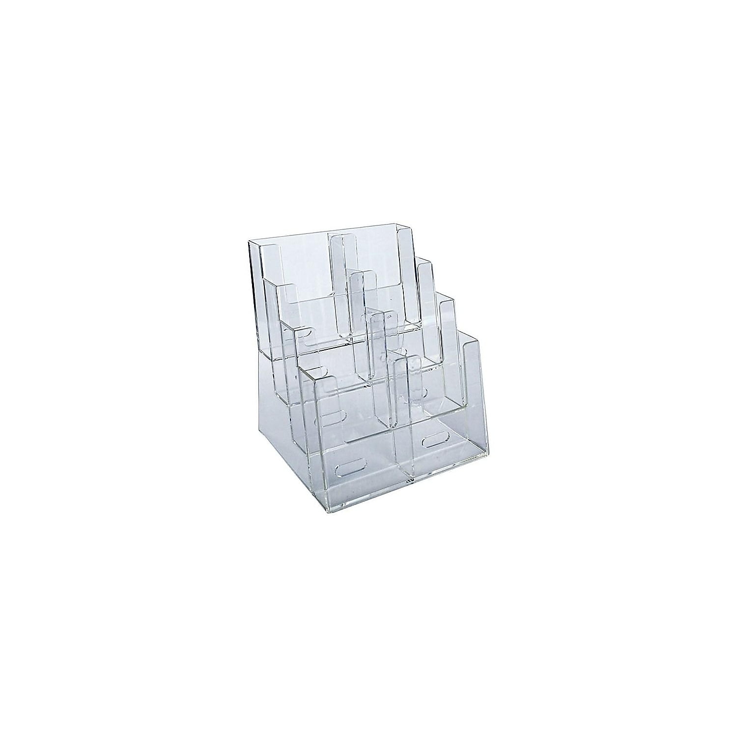 Azar Displays Four-Tier Trifold Brochure Holder Clear Plastic 252377