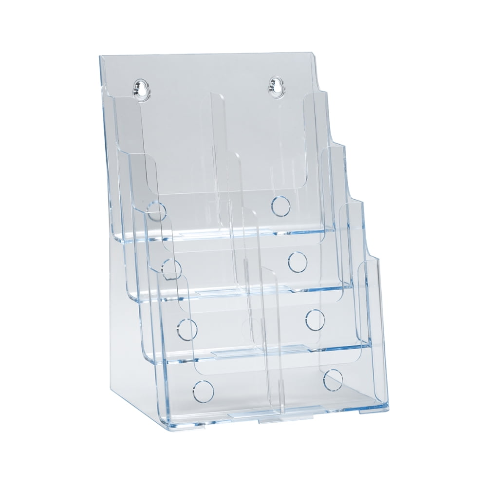 Azar Displays FourTier Trifold Brochure Holder Clear Plastic 252377 Azar Displays FourTier Trifold Brochure Holder Clear Plastic 252377