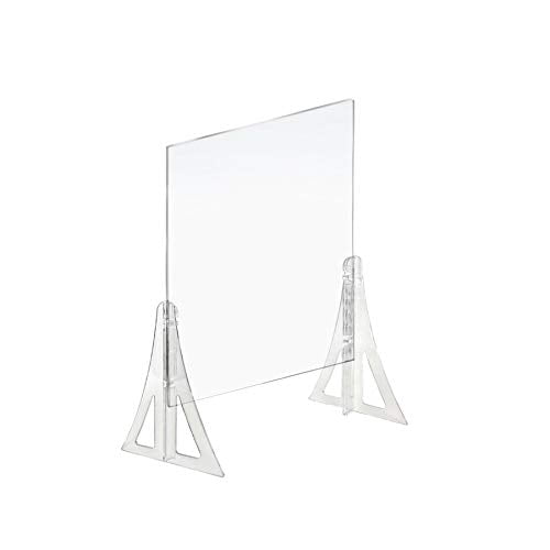 Azar Displays Protective Sneeze Guard for Counter and Desk - Portable Plexiglass Barrier (Pack of 2) - Acrylic Desk Shield Adjustable to Six Heights for Transaction Window. Plastic