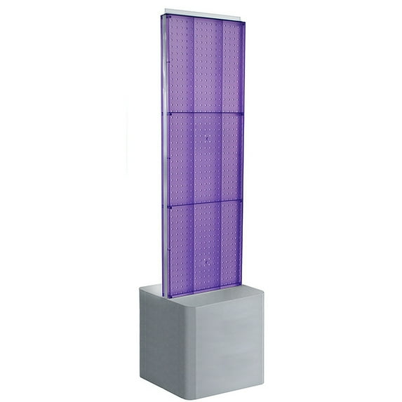 Two-Sided Pegboard Floor Display on Adjustable Studio Base. Panel Size: 16"W x 60"H