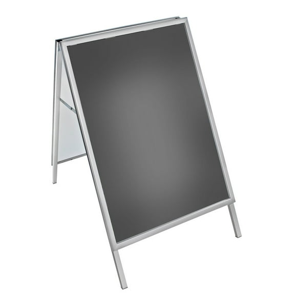 Large Silver Snap Open A-Frame Double-Sided Indoor/Outdoor Sidewalk Stand 30"W X 40"H