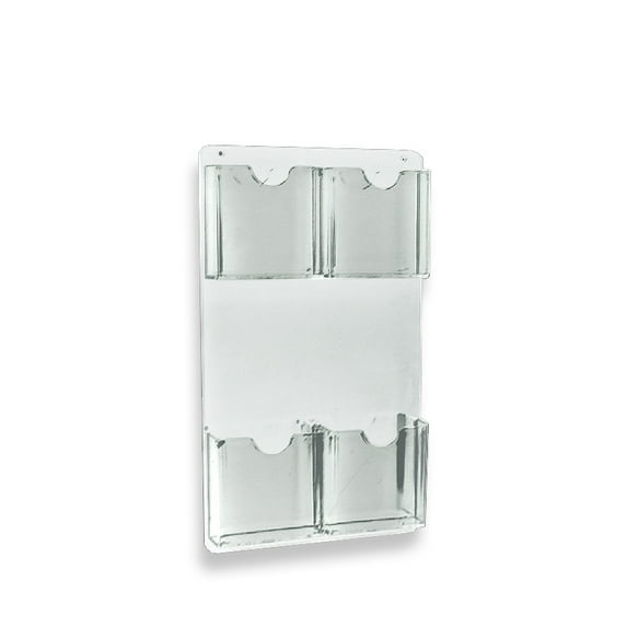 Four Pocket Tri-Fold Wall Rack. Clear Acrylic Wall Mount Brochure Holder for Tri-Fold Size Pamphlets, Overall Size: 9.25"W x 16"H, 2-Pack