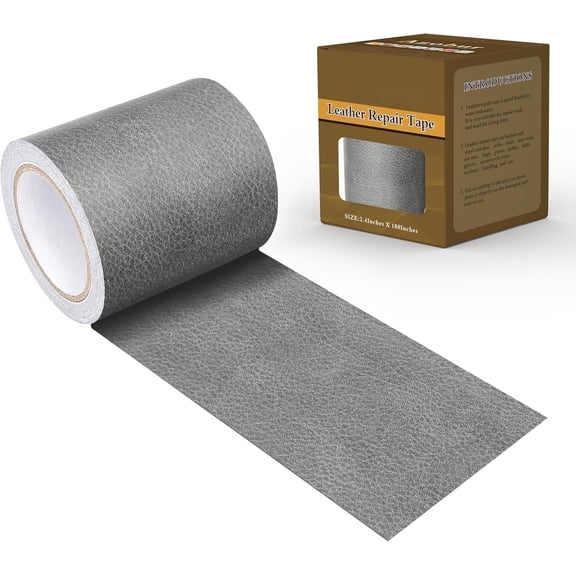 Azbour Leather Repair Tape Patch, 2.4''x15' Super Adhesive, Self-Adhesive Leather Patch for Restoration and  of Sofas,  Seats, Furniture, Vinyl Furniture, Chairs.(Gray)
