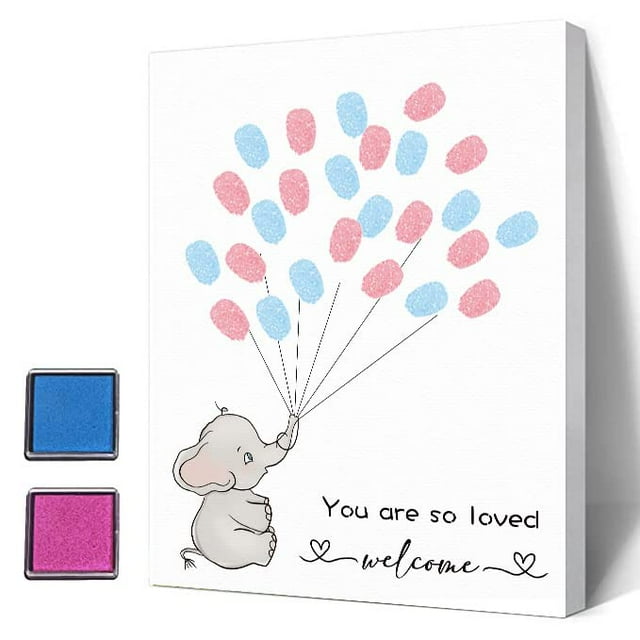 Azbuk Gender Reveal Fingerprint Tree for Baby Shower, Special Sweet