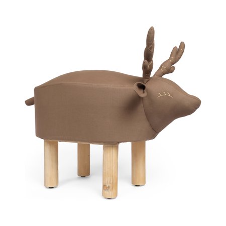 Azelya Contemporary Kids Deer Ottoman, Brown