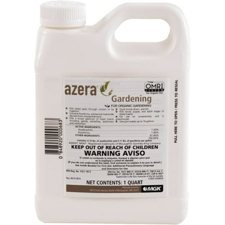 Azera Gardening Organic Dual Action Azadirachtin/Pyrethrin Insecticide for Gardens Concentrate, 32oz