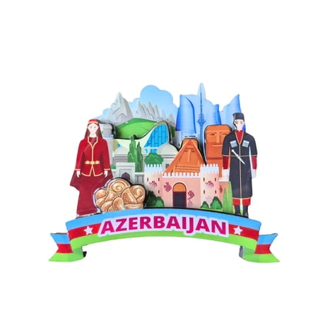 Azerbaijan 3D Fridge Magnet Souvenir Gift,Wood Handmade Azerbaijan Refrigerator Magnet Home Decoration Collection