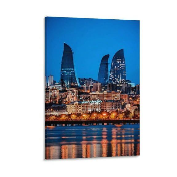 Azerbaijan Baku Flame Towers Canvas Wall Art Poster Decorative Bedroom Modern Home Print Picture Artworks Posters 08x12inch(20x30cm)