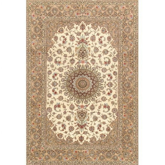 Azerbaijan Collection Hand-Knotted Silk & Wool Area Rug- Ivory - 6 ft. 9 in. X 10 ft. 2 in.