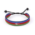 thumbnail image 1 of Azerbaijan Flag Bracelet: Handmade, Adjustable Beaded String, Boho Jewelry, Unisex Patriotic Gift, 1 of 5