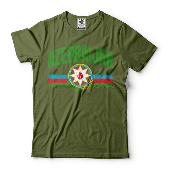 Azerbaijan Logo Shirt Azerbaijan Patriotic Country Logo Shirt Azerbaijan Gifts Azerbaijan Gift Ideas (Small Military Green)