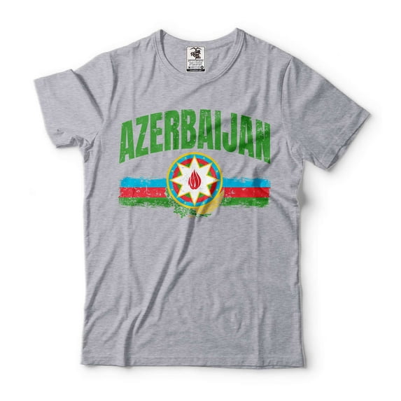 Azerbaijan Logo Shirt Azerbaijan Patriotic Country Logo Shirt Azerbaijan Gifts Azerbaijan Gift Ideas (X-Large Grey)
