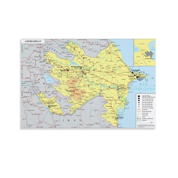 Azerbaijan Map Posters Poster Cool Artworks Painting Wall Art Canvas Prints Hanging Picture Home Decor Posters Gift 08x12inch(20x30cm)