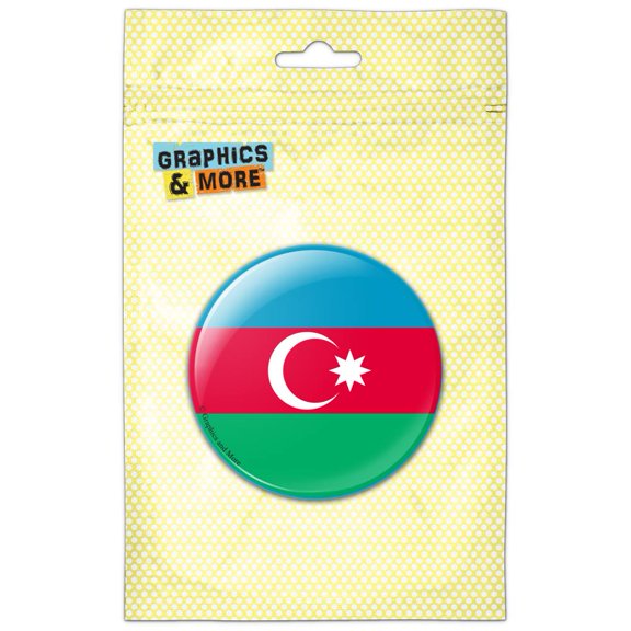Azerbaijan National Country Flag Pinback Button Pin Badge