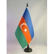 AZ Flag Azerbaijan Table Flag 6x8 in 100D Polyester Plastic Base 21x14 cm