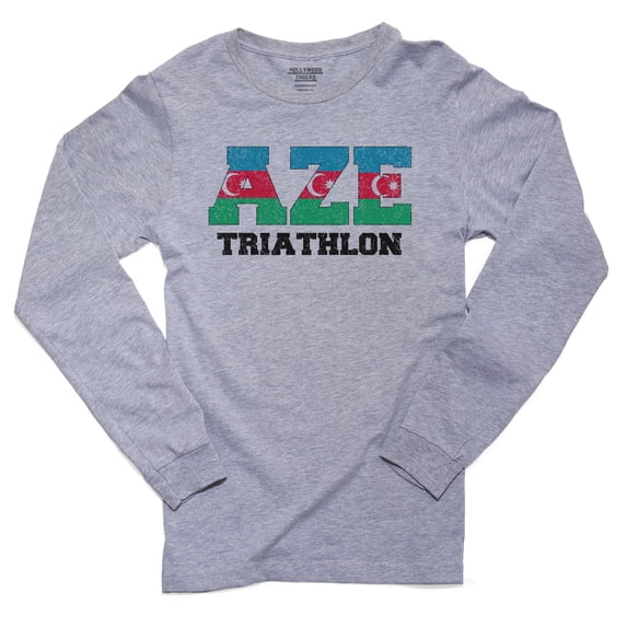 Azerbaijan Triathlon - Olympic Games - Rio - Flag Men's Long Sleeve Grey T-Shirt