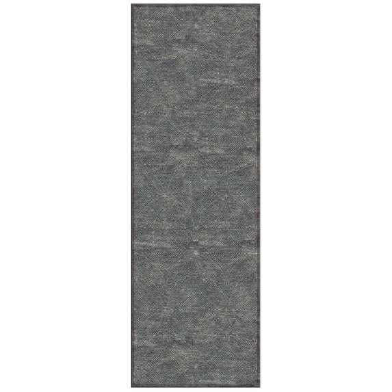 Azeri Iv Geometric Ornamental Rug, Gunmetal Gray, 2ft-10in x 7ft-10in, Runner