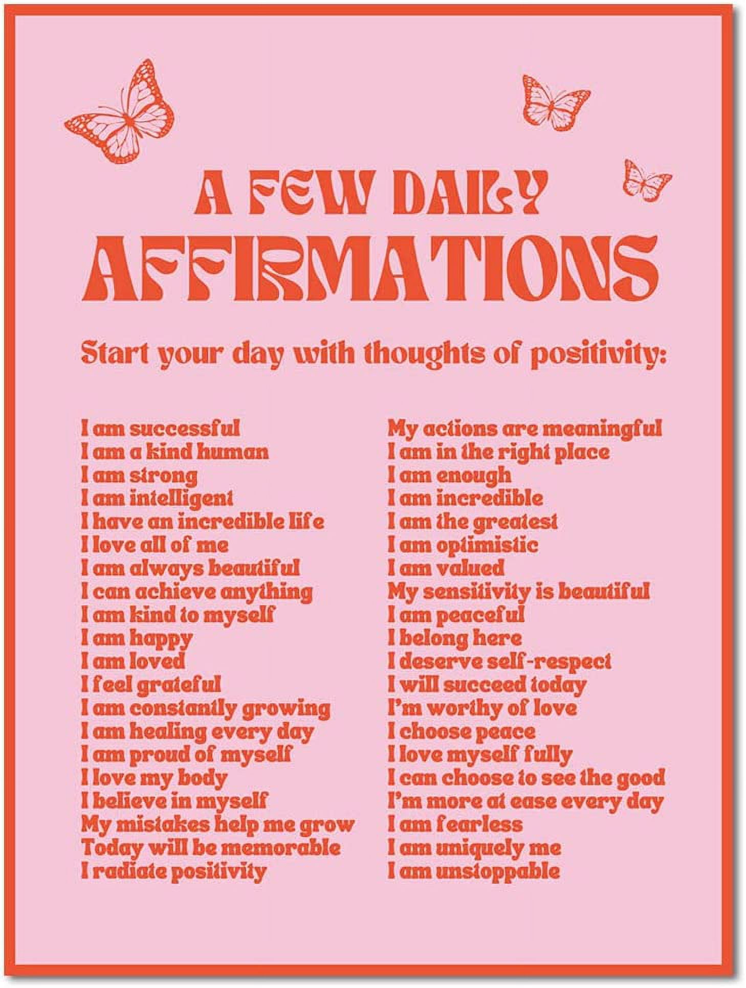 Pink and Red Daily Affirmations Butterfly Poster, 12x16 Unframed