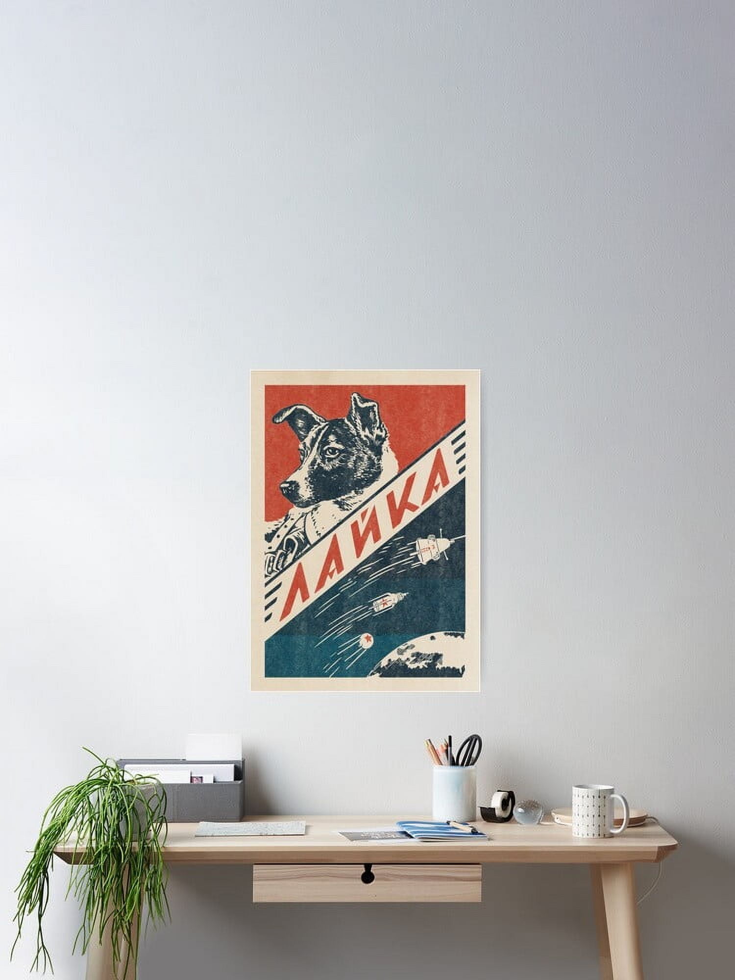 Azhangfsfa Laika, Soviet space dog - Vintage space poster #11Hanging Azhangfsfa Laika, Soviet space dog - Vintage space poster #11Hanging