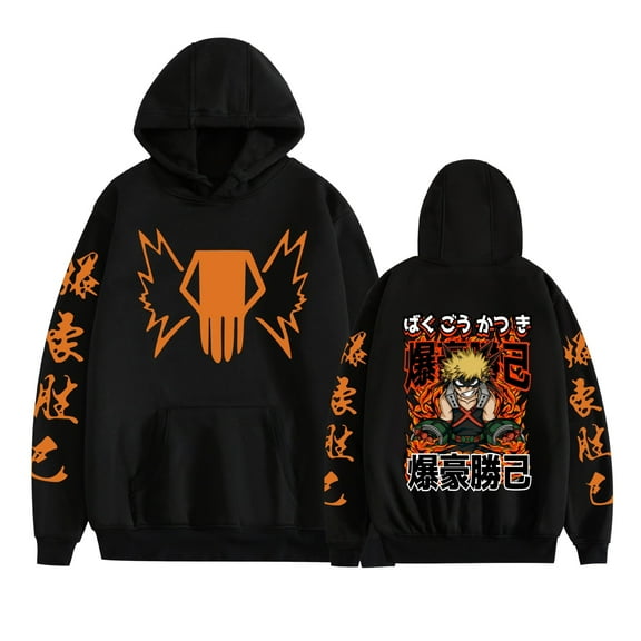 Azikbd  Anime Bakugo Katsuki Hoodie, Todoroki Shoto Cosplay Hoodie, Pullover Sweatshirt, Unisex, Soft Black, XS-3XL