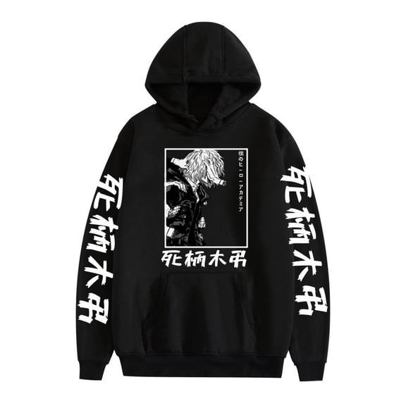 Azikbd  Anime Bakugo Katsuki Hoodie, Todoroki Shoto Cosplay Hoodie, Pullover Sweatshirt, Unisex, Soft Black, XS-3XL