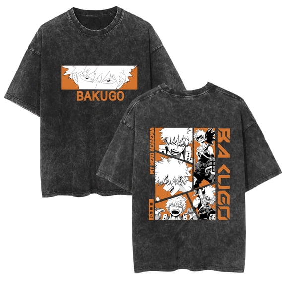 Azikbd   Anime Bakugo Katsuki T-shirt, Todoroki Shoto cosplay pullover, Midoriya Izuku short-sleeved unisex, soft black, sizes XS-3XL.
