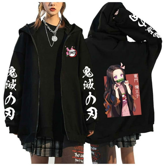 Azikbd   Anime Kamado Nezuko Zip-up Hoodie Kamado Tanjirou Agatsuma Zenitsu Unisex Sweatshirt Demon Slayer Harajuku Cardigan