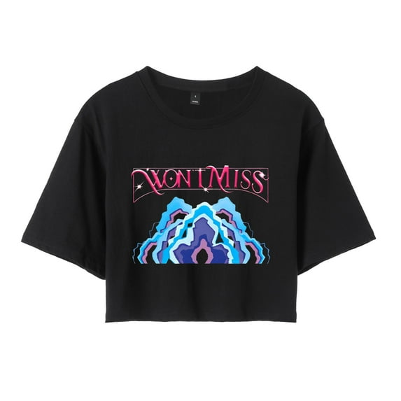 Azikbd Anime Mira Crop Tops Won't Miss Shirt Black Short-Sleeve Women's