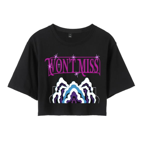 Azikbd Anime Mira Crop Tops Won't Miss Shirt Black Short-Sleeve Women's