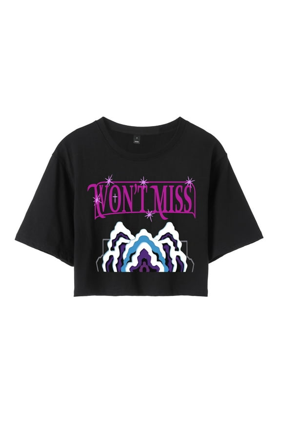 Anime Mira Crop Tops Won't Miss Shirt Black Short-Sleeve Women's