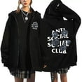 thumbnail image 1 of Azikbd  Anti Social Women's New Hoodie Zipper Jacket Fleece Sweatshirt Unisex with Pockets Fans Memorial Clothing, 1 of 6