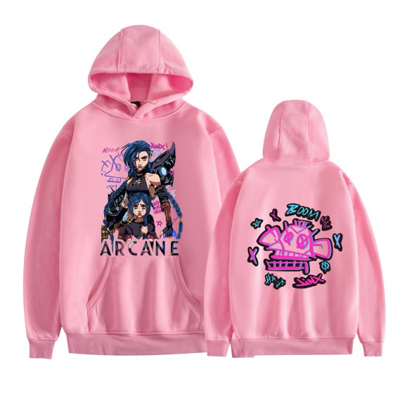 Azikbd  Arcane Jinx Boom Monkey Graffiti Hoodie, Long-Sleeve Unisex Sweatshirt, Harajuku Hip Hop Style Pullover