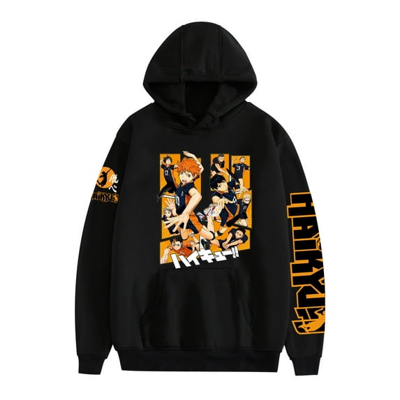 Azikbd Haikyuu Pullover Anime Hoodie Long Sleeve Hooded Sweater Unisex Anime Costume Cotton Loose