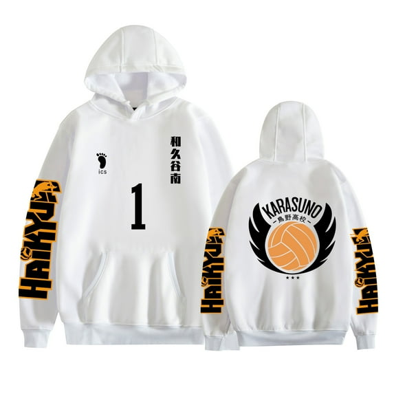 Azikbd Haikyuu Pullover Anime Hoodie Long Sleeve Hooded Sweater Unisex Anime Costume Cotton Loose
