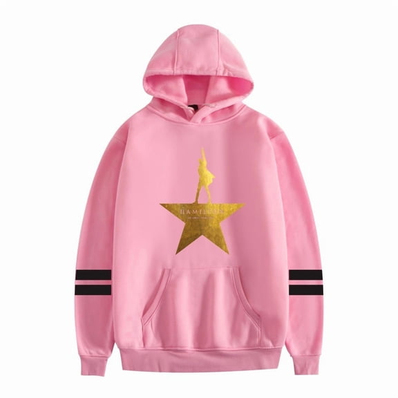 Azikbd  Hamilton area American musical hoodie, unisex, pocketed, double striped sleeve sweatshirt, fashionable pullover, fleece-lined, autumn/winter