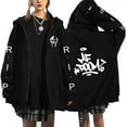 thumbnail image 1 of Azikbd  MF DOOM RIP Zippered Sweatshirt, Fashionable Logo Pullover Jacket, Cool Street Style Unisex Sweatshirt Cardigan, Black, XS-3XL, 1 of 6