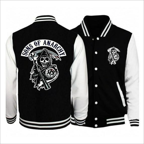 Azikbd Sons of Anarchy Fashionable Men's Cardigan Baseball Jacket Casual Long Sleeve Pocket Sweatshirt XS-3XL Unisex