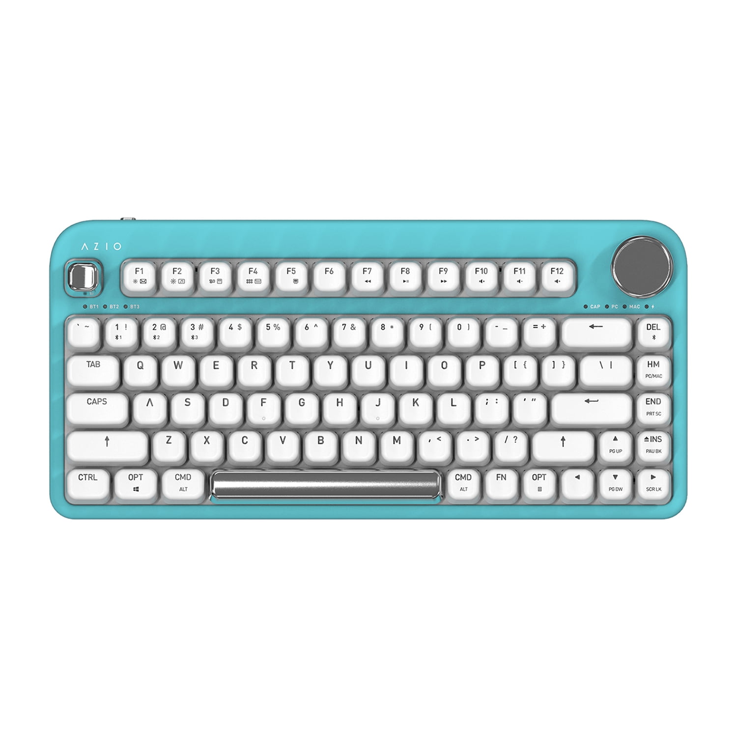 Azio IZO Bluetooth and USB Mechanical Computer Keyboard with Red Switches (Mint Daisy), IK409