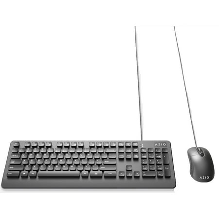 AZIO - KM535 Full-size Wired Membrane Keyboard and Mouse Bundle for PC with Antimicrobial - Black
