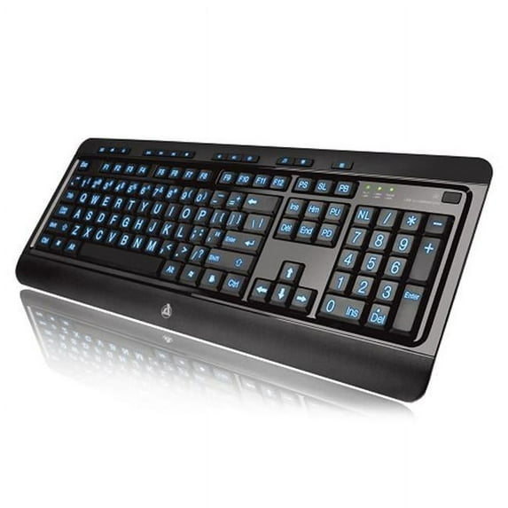Azio Large Print Tri-Color LED-Illuminated 104-Key USB Multimedia Keyboard